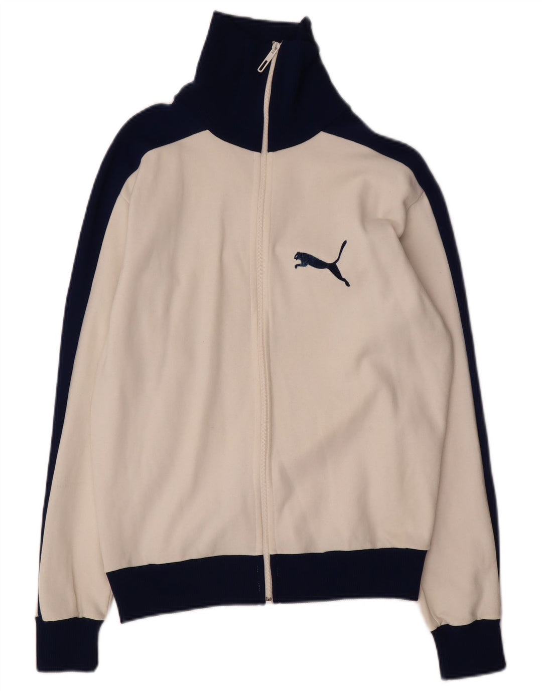 Damska kurtka dresowa Puma Graphic UK 16, duża, biała, z blokami kolorów