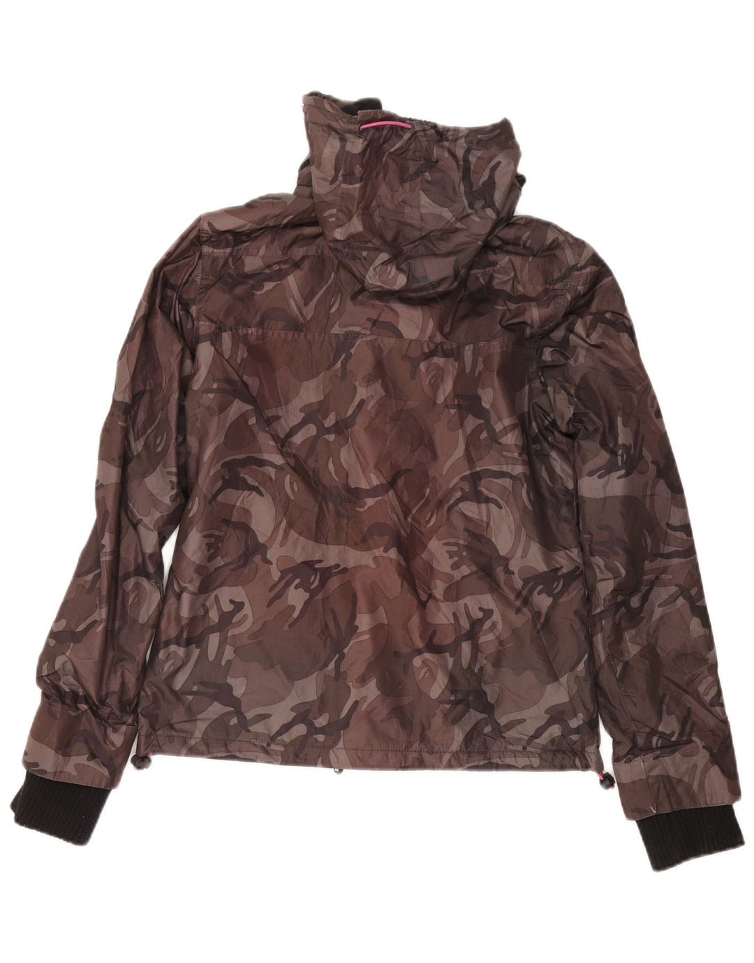 Damska kurtka wiatrówka z kapturem w stylu vintage UK 10, mały szary kamuflaż