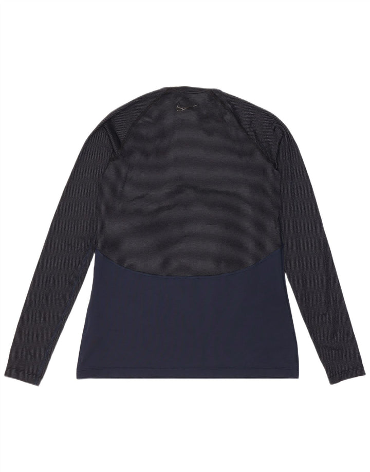 Damska koszulka Nike Dri Fit z długim rękawem, UK 12, średni granatowy nylon w paski