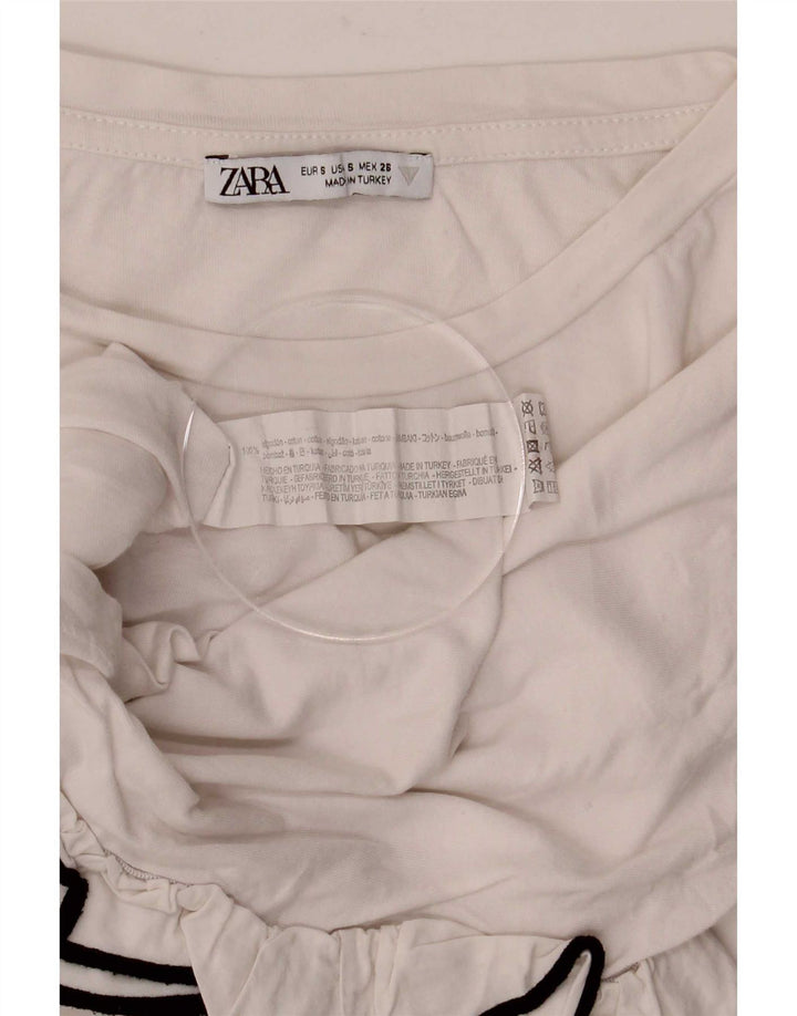 Bluzka damska Zara Crop Oversize Top UK 10 Small White Cotton