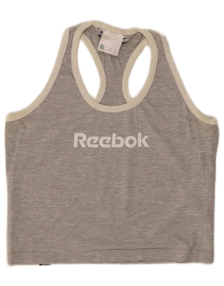 Damska kamizelka REEBOK Crop Graphic UK 12 Średnioszara bawełna z plamkami