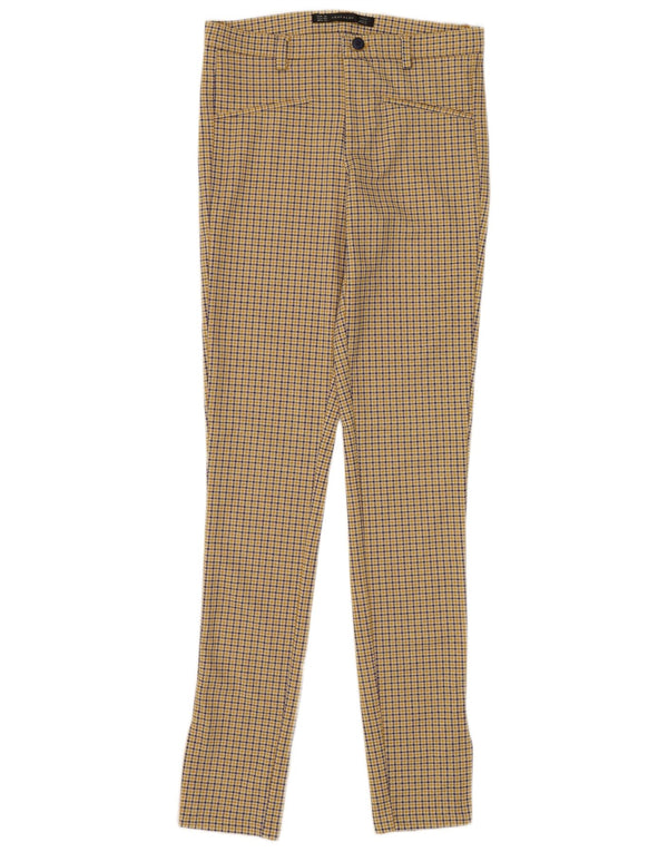 Spodnie damskie Zara Skinny Casual EU 36 XS W26 L30 Żółta kratka, poliester
