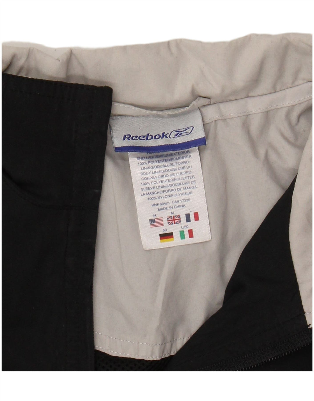 Męska kurtka dresowa REEBOK, średnia czarna, poliester w blokach kolorystycznych