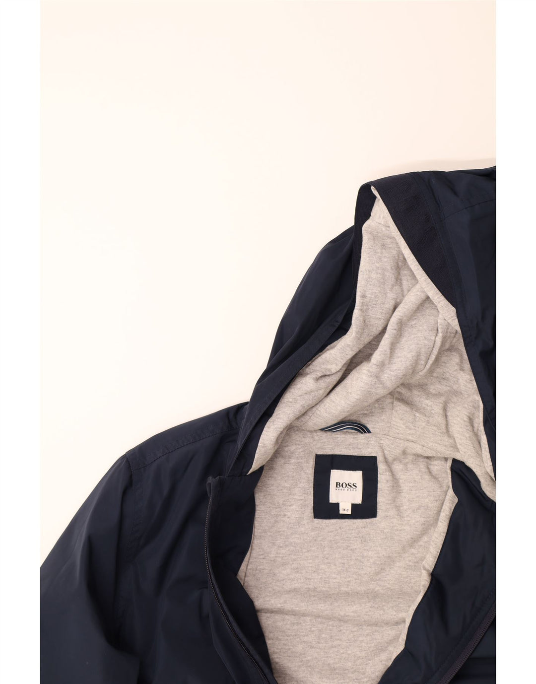 HUGO BOSS Boys Hooded Windbreaker Jacket 13-14 Years Small Navy Blue Vintage Hugo Boss and Second-Hand Hugo Boss from Messina Hembry 