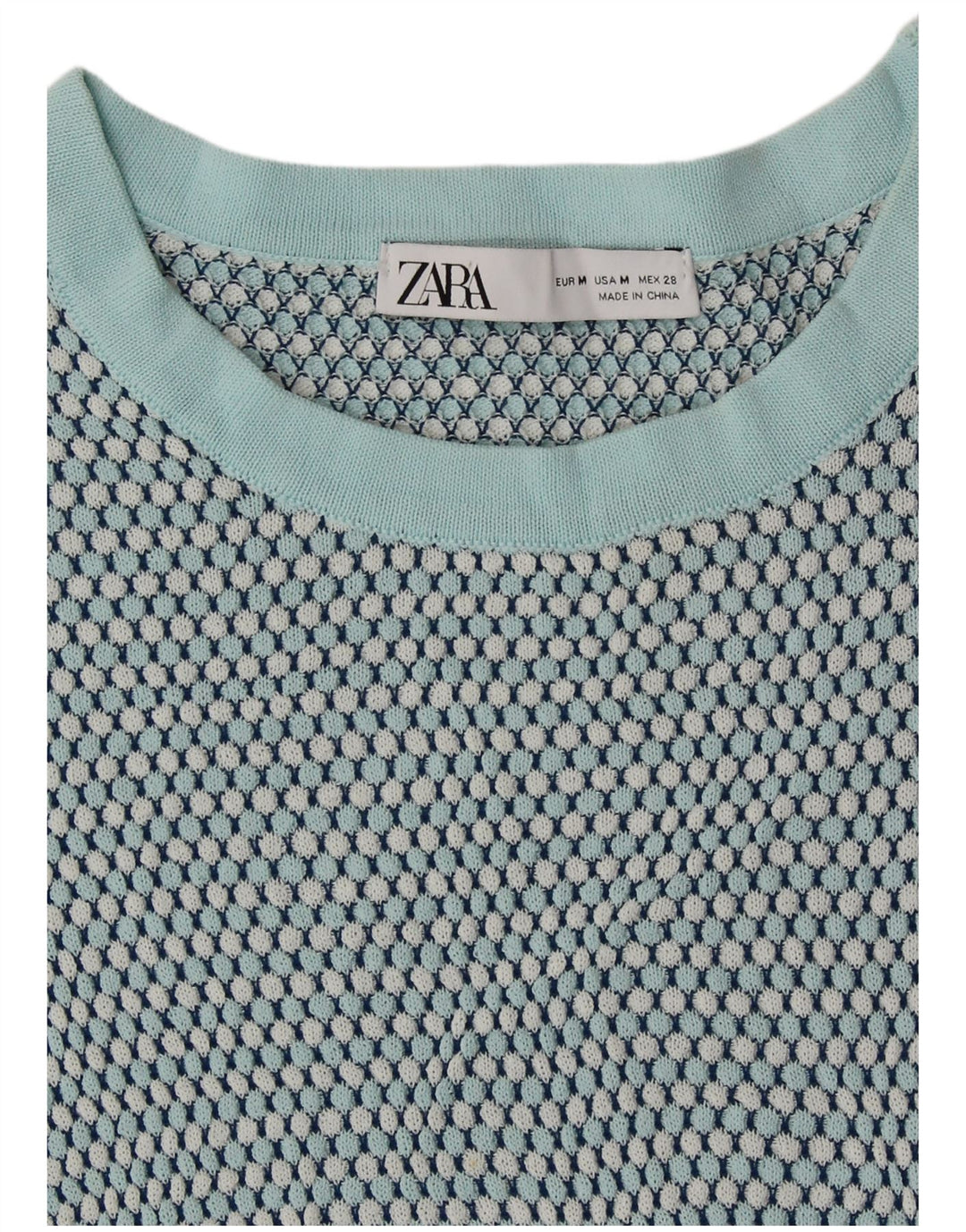 Sweter damski Zara z okrągłym wycięciem pod szyją, UK 12, średni zielony w cętki