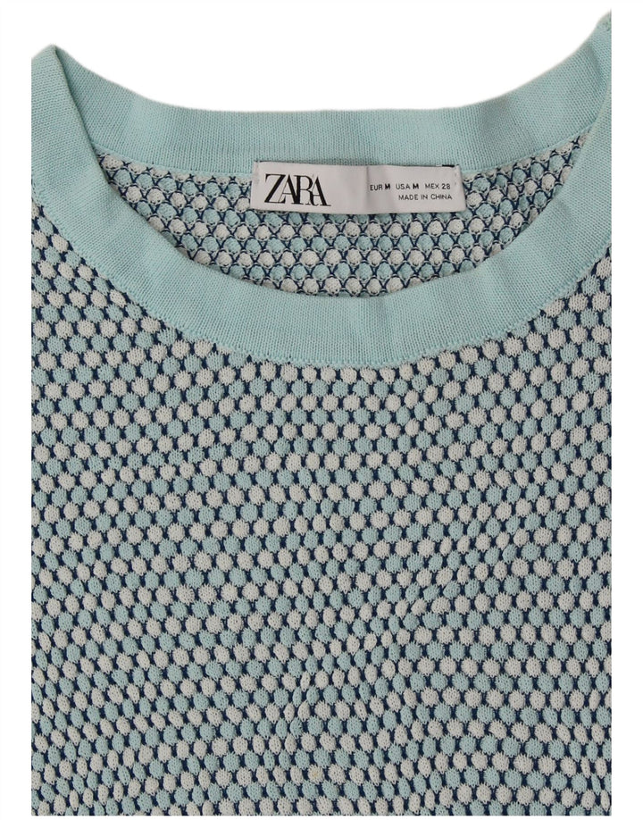 Sweter damski Zara z okrągłym wycięciem pod szyją, UK 12, średni zielony w cętki