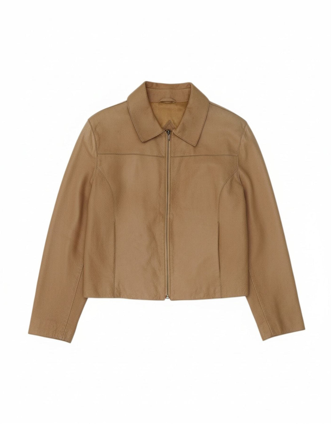 ZERIMAR Womens Crop Suede Jacket UK 12 Medium Beige