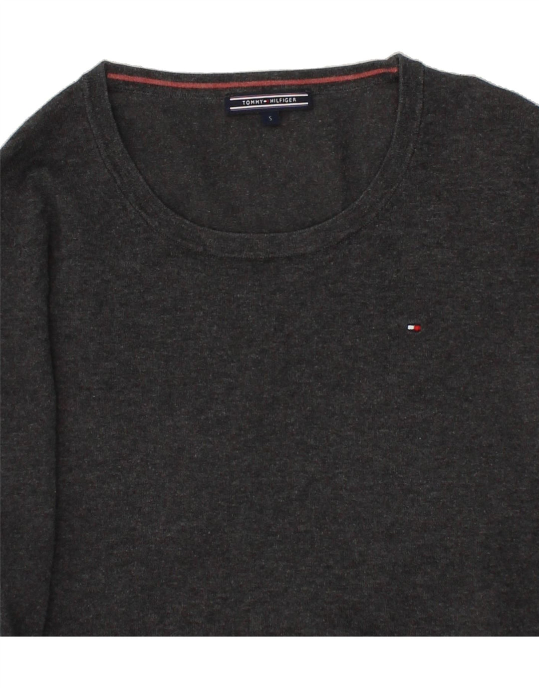 TOMMY HILFIGER Mens Boat Neck Jumper Sweater Small Grey Flecked Vintage Tommy Hilfiger and Second-Hand Tommy Hilfiger from Messina Hembry 