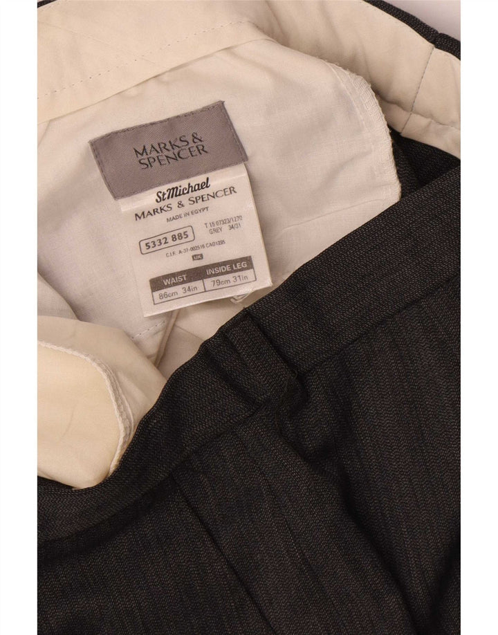 Męskie proste spodnie chino Marks & Spencer W34 L31 Szary poliester