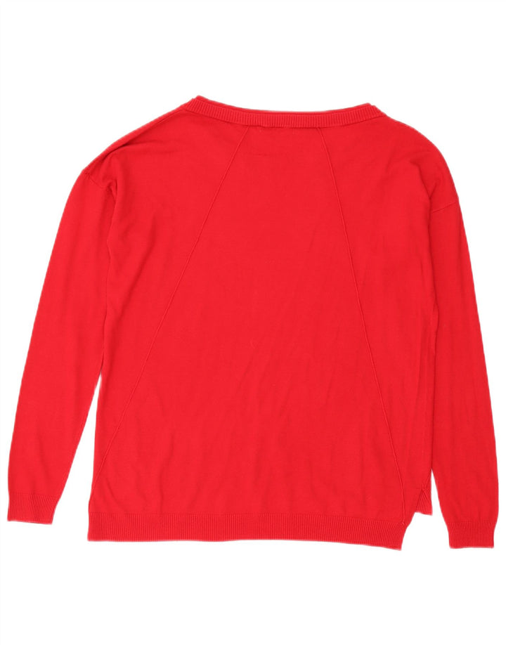 Vintage damski sweter oversize z dekoltem w łódkę UK 10 Small Red