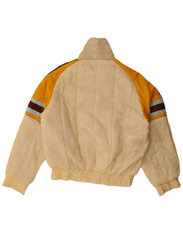 Vintage Mens Padded Jacket UK 40 Large Beige Colourblock Nylon