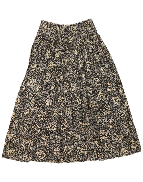 Byblos Womens High Waist A-Line Skirt IT 40 Small W26 Black Floral Cotton