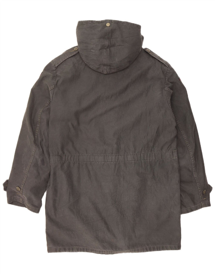 Vintage męska kurtka parka z kapturem UK 38 średnio szara