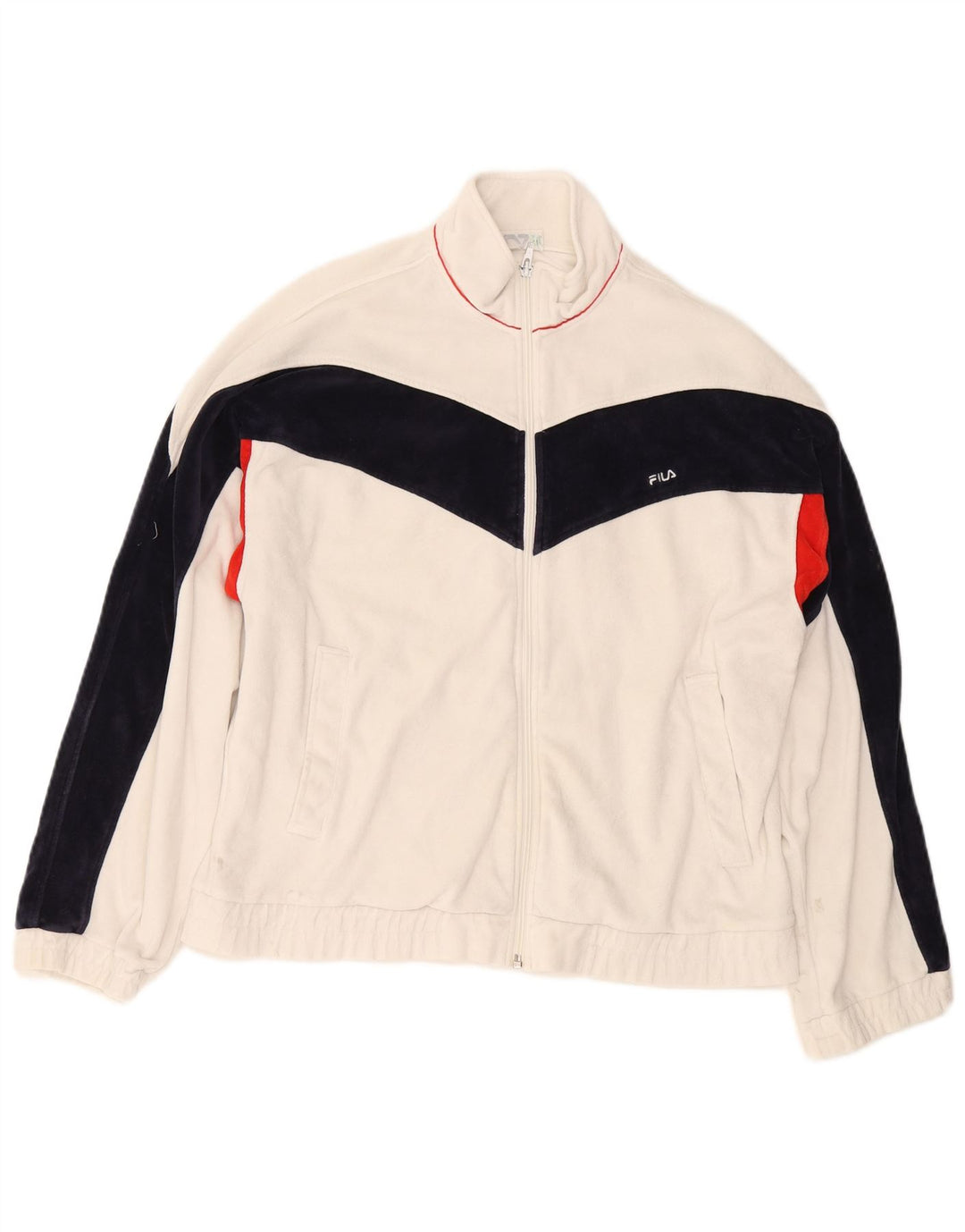 FILA Womens Tracksuit Top Jacket IT 46 Large White Colourblock Cotton