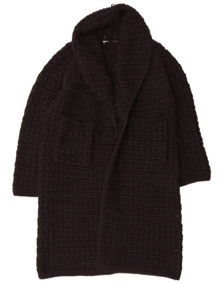 Damski, oversize'owy, długi, otwarty sweter rozpinany Zara UK 14, średni czarny