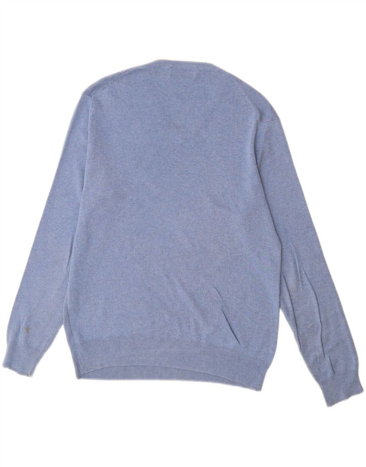 Polo Ralph Lauren Męski sweter z dekoltem w kształcie litery V, średnioniebieski, bawełniany