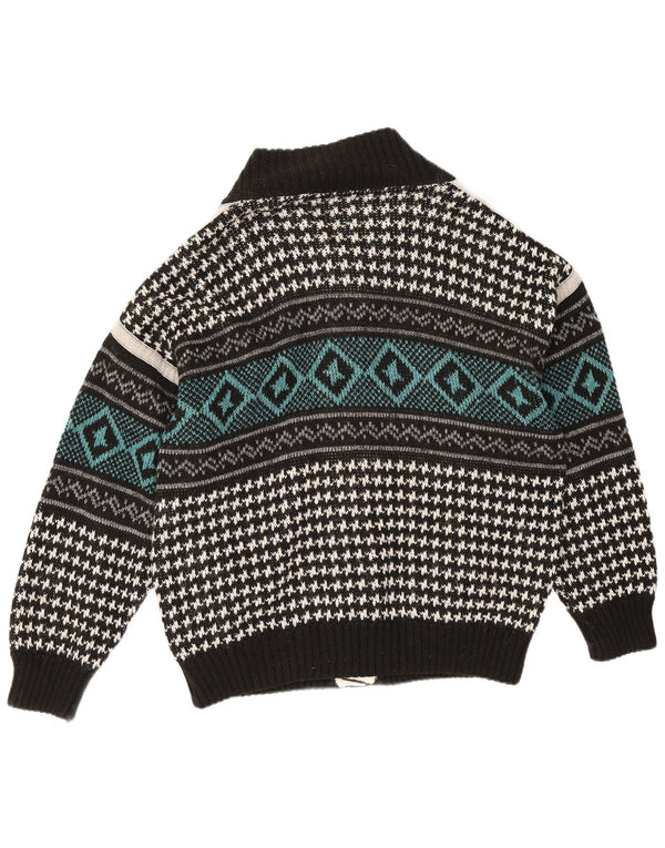 Vintage męski sweter rozpinany XL, wielobarwny, geometryczny