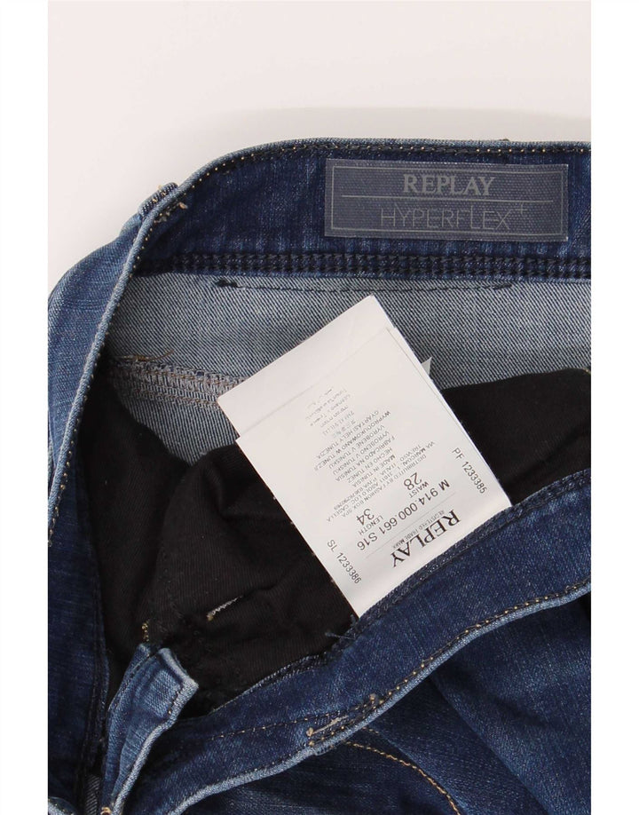 Męskie jeansy slim fit Replay W28 L30 Niebieskie bawełniane