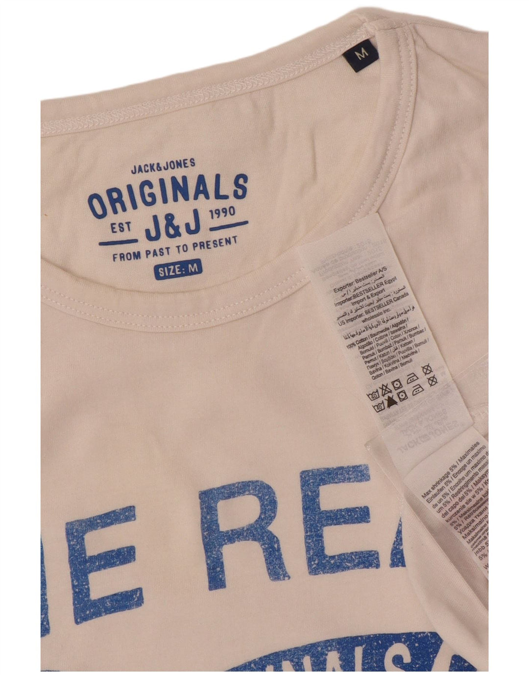 Męska koszulka z grafiką Jack & Jones, średnia, biała bawełna