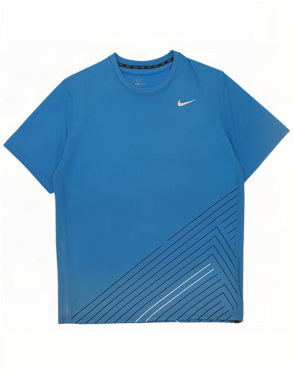 Męski T-shirt Nike Dri Fit Top 2XL Niebieski geometryczny poliester