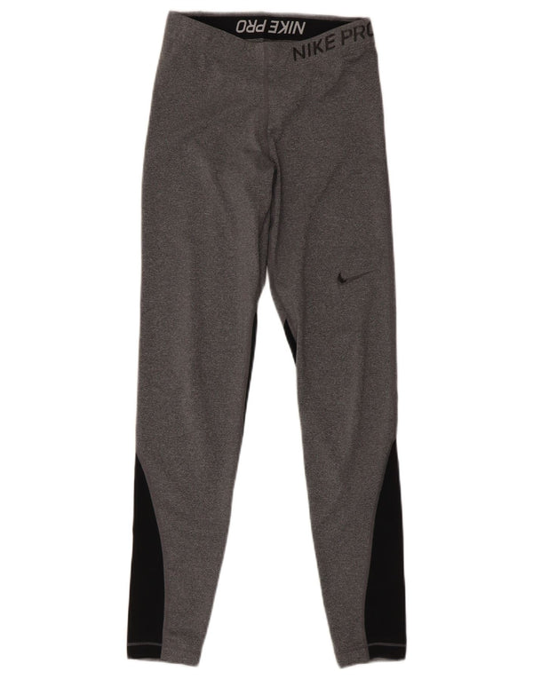 Legginsy damskie Nike UK 8, małe, szare, sportowe z blokami kolorów