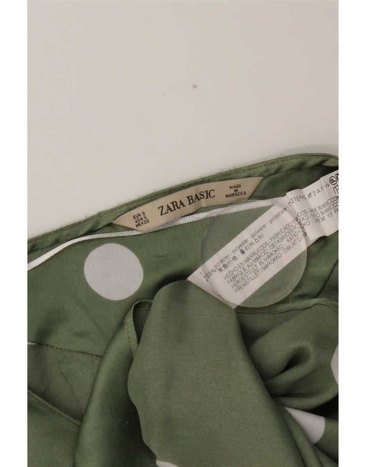 Damska bluzka oversize Zara Top UK 10, mała, zielona, poliester w kropki
