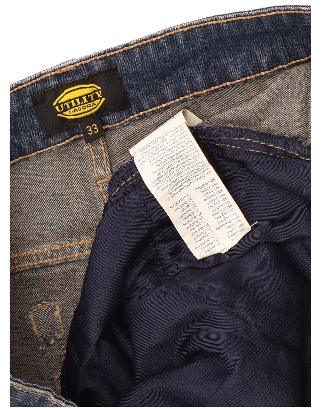 Męskie spodenki jeansowe Cargo DIADORA W33 Średnioniebieskie, bawełniane