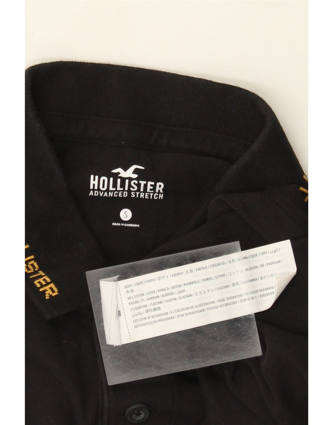 Męska koszulka polo Hollister, mała, czarna, bawełniana