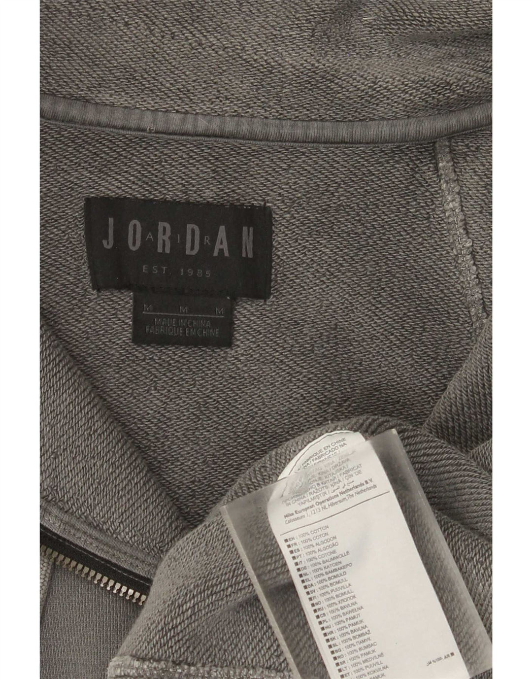 Męski sweter z zamkiem błyskawicznym Jordan, średnioszary, bawełniany
