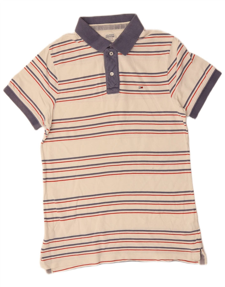 Męska koszulka polo Tommy Hilfiger w małe białe paski, bawełniana