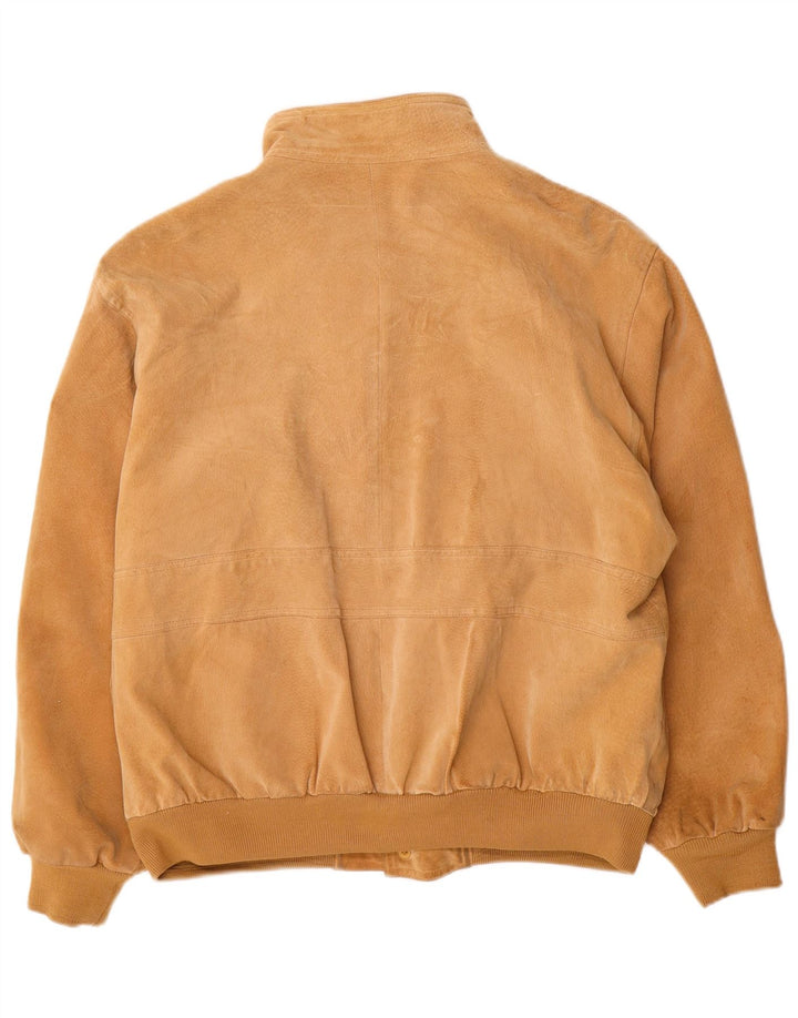 Vintage męska zamszowa kurtka bomber UK 40 duża brązowa skóra