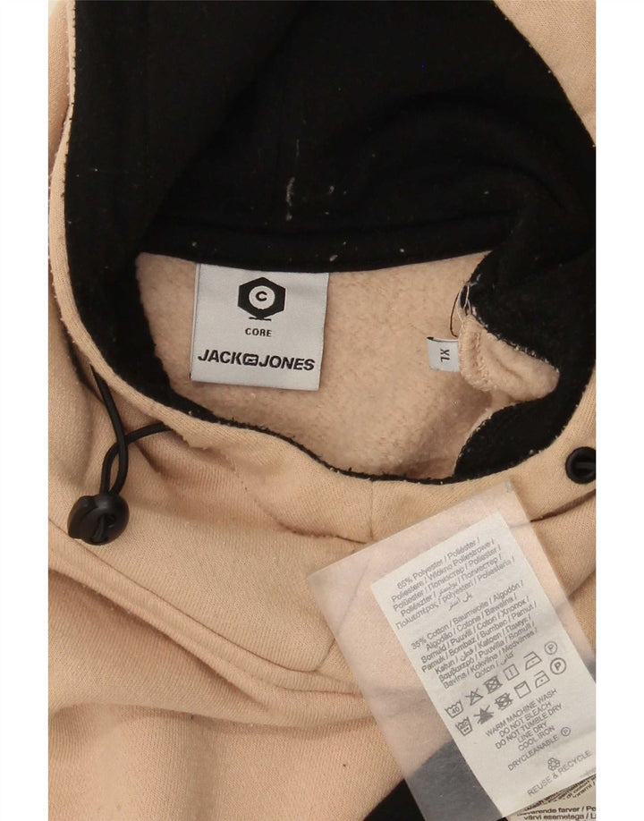 Męski sweter z kapturem Jack & Jones XL, beżowy, poliestrowy z blokami kolorów