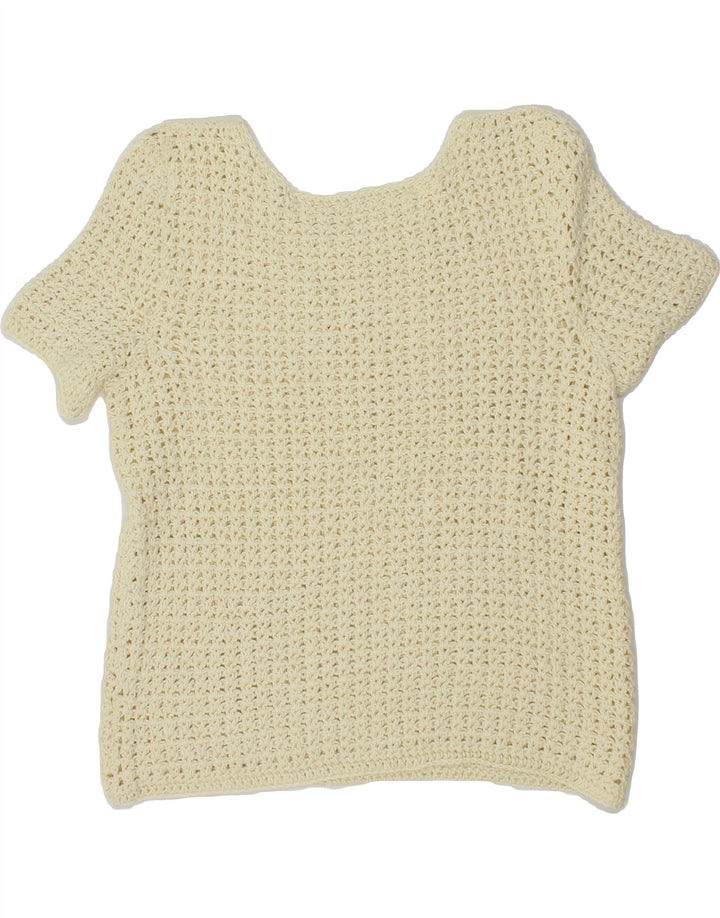 VINTAGE Womens Crochet Top UK 12 Medium Off White Vintage Vintage and Second-Hand Vintage from Messina Hembry 