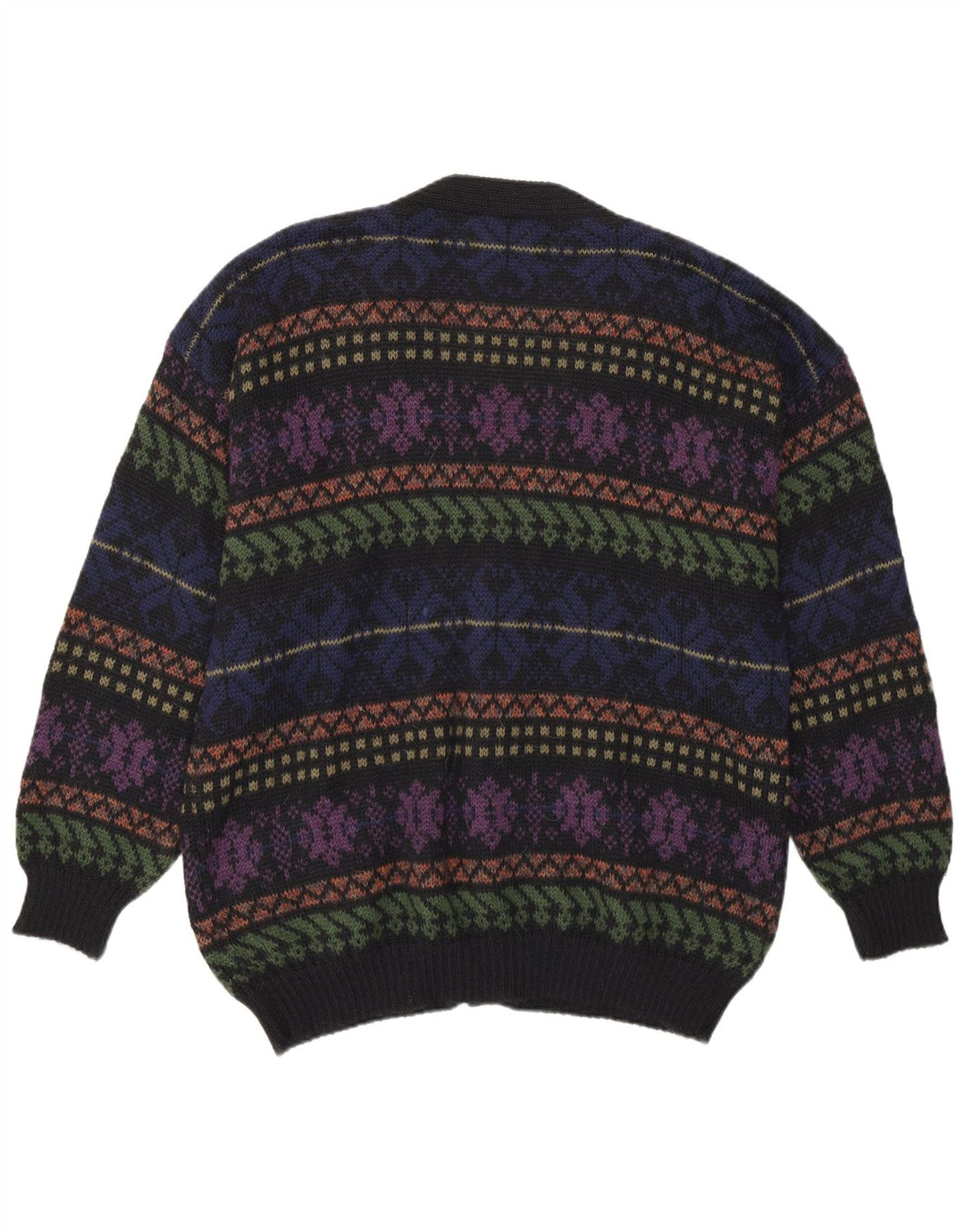 Sweter męski w stylu vintage, średni, wielobarwny, wełna Fair Isle Alpaca