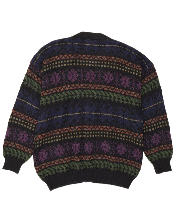 Sweter męski w stylu vintage, średni, wielobarwny, wełna Fair Isle Alpaca