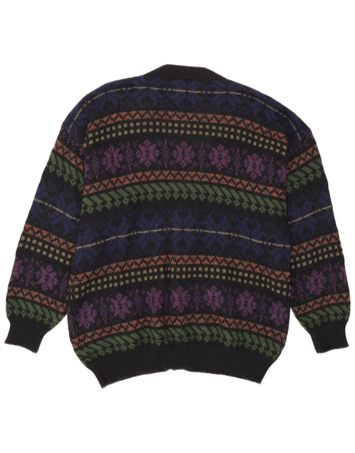 Sweter męski w stylu vintage, średni, wielobarwny, wełna Fair Isle Alpaca