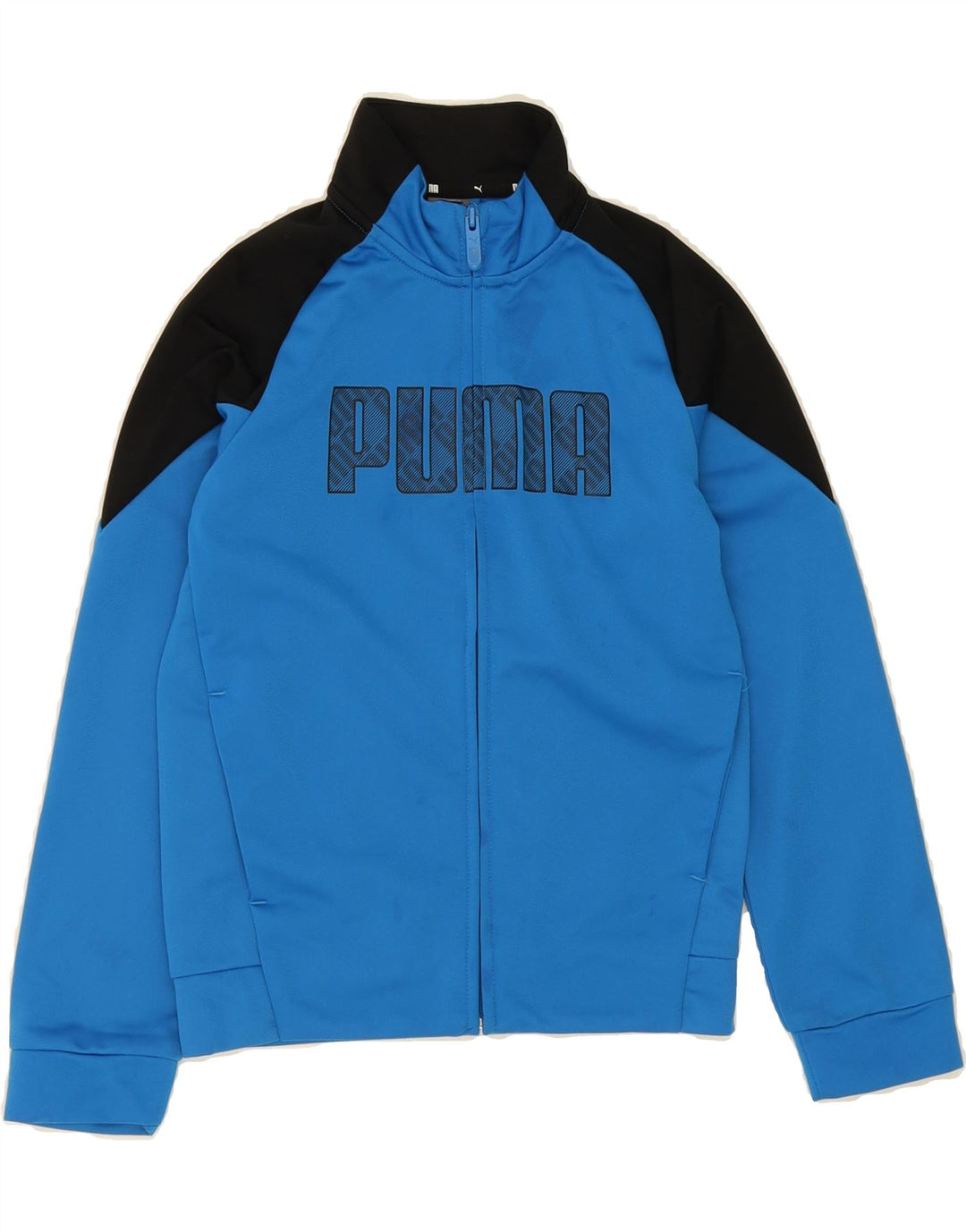 PUMA Boys Graphic Tracksuit Top Jacket 9-10 Years Blue Colourblock Vintage Puma and Second-Hand Puma from Messina Hembry 