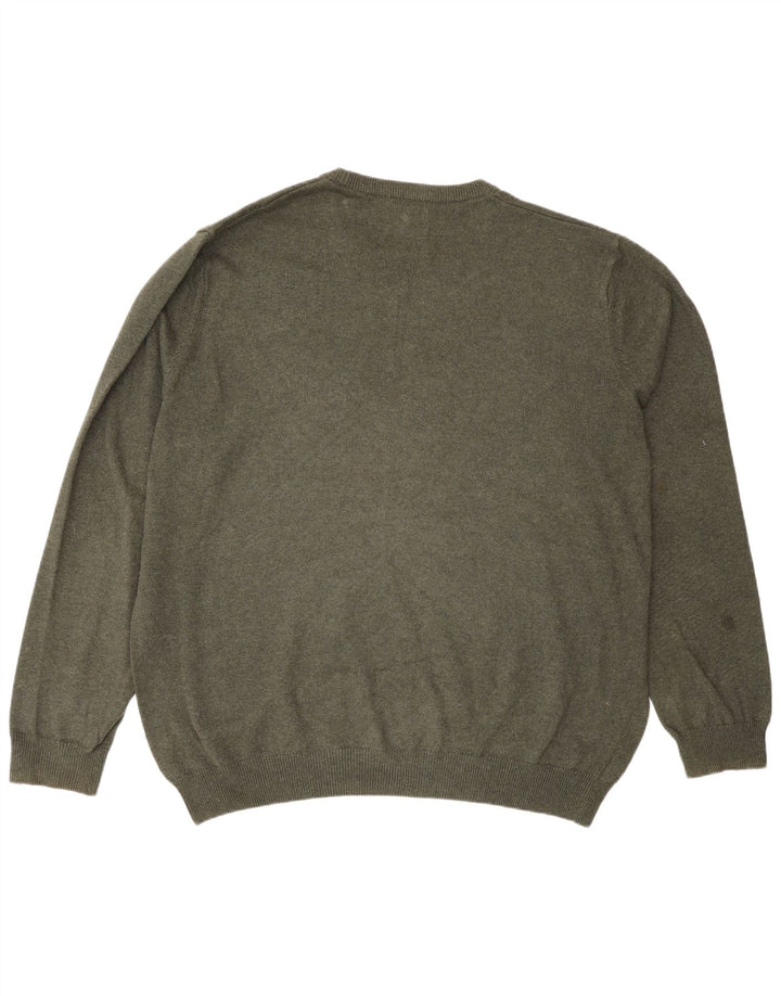 Marks & Spencer Męski sweter z okrągłym dekoltem, 2XL, zielony, bawełniany