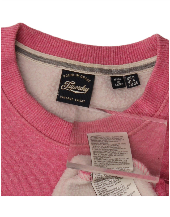 Damski sweter dresowy Superdry UK 8, mały, różowy, bawełniany