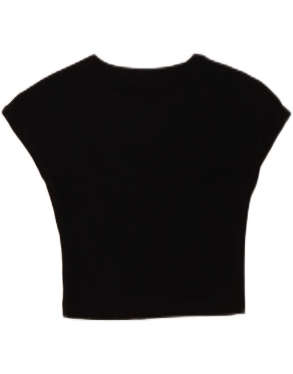 Damska koszulka Crop Top Zara UK 12, średnia czarna bawełna