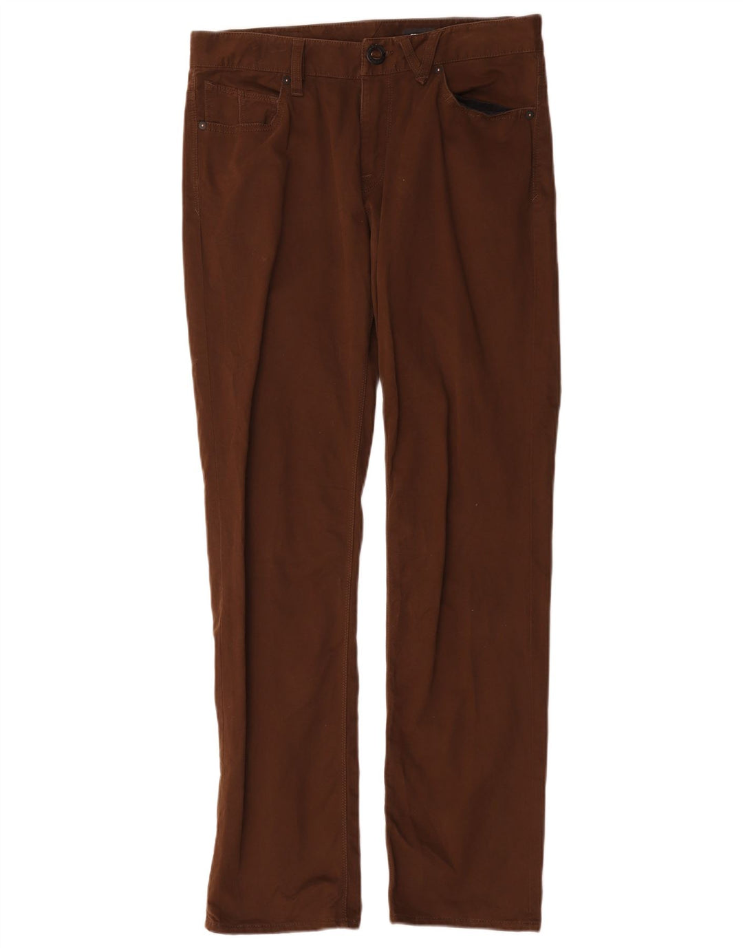Męskie spodnie typu casual Volcom Solver Straight W30 L31 Brązowa bawełna