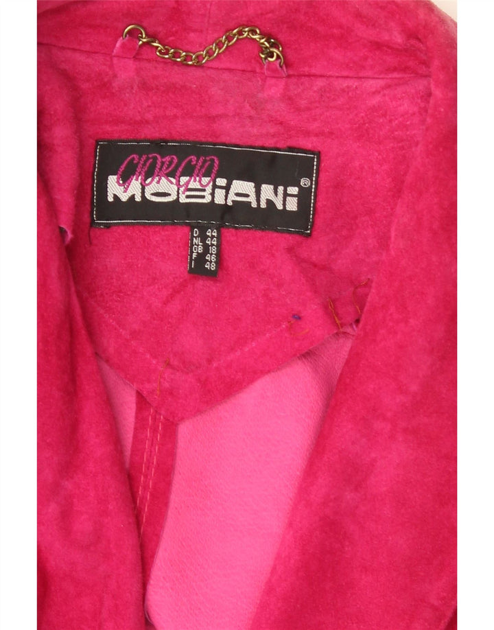 Zamszowy płaszcz damski Giorgio Mobiani UK 18 XL, różowy
