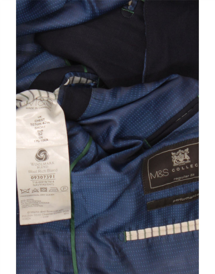 MARKS & SPENCER Męska marynarka zapinana na 2 guziki o regularnym kroju, UK 42 XL, granatowa