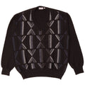 WESTBURY Męski sweter z dekoltem w kształcie litery V, XL, czarna, geometryczna wełna
