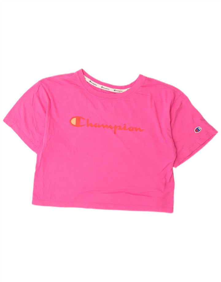 Damska koszulka CHAMPION Crop Graphic Top UK 10 Small Pink