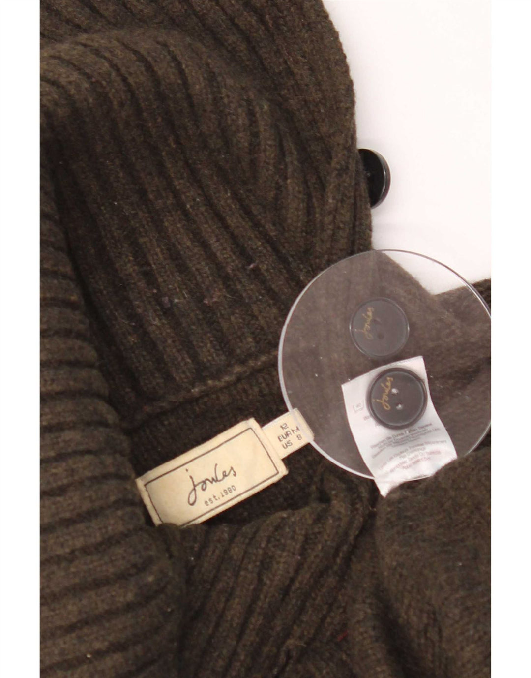 Damski sweter Joules z okrągłym dekoltem, UK 12, średnia wełna khaki