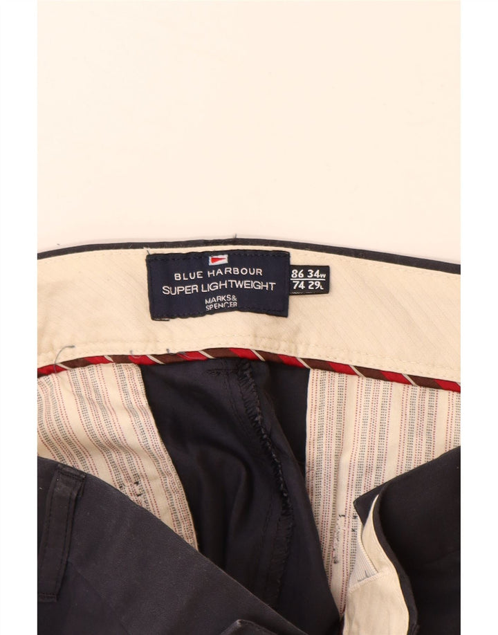 Spodnie męskie MARKS & SPENCER Blue Harbor Chino W34 L29 Granatowe