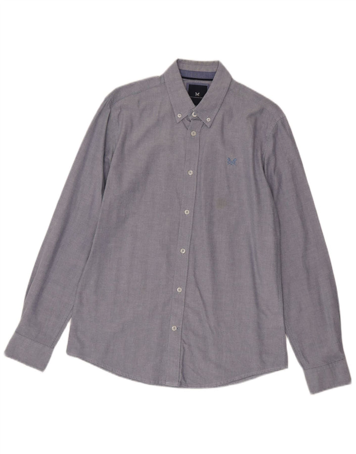Crew Clothing Męska koszula slim fit, mała, niebieska, bawełniana