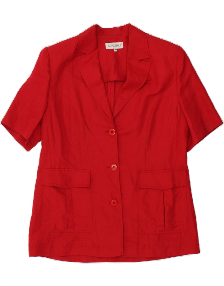 GINALEBOLE Womens Short Sleeve 3 Button Blazer Jacket EU 39 Medium Red Vintage Ginalebole and Second-Hand Ginalebole from Messina Hembry 