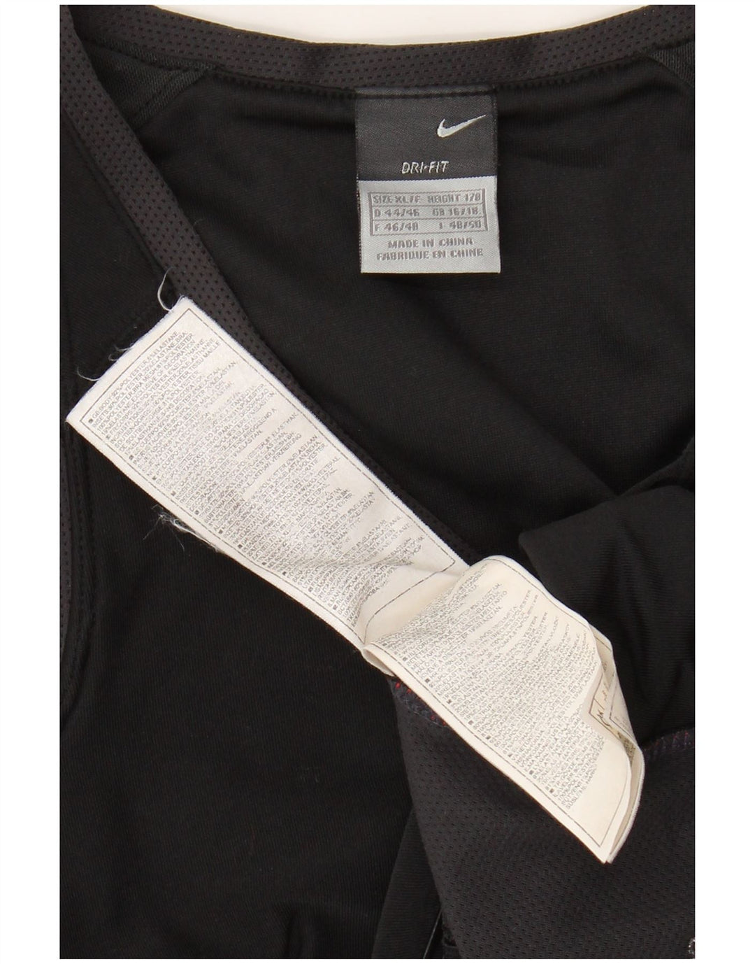 Damski top NIKE Dri Fit, krótki top, UK 16/18 XL, czarny poliester z blokami kolorów